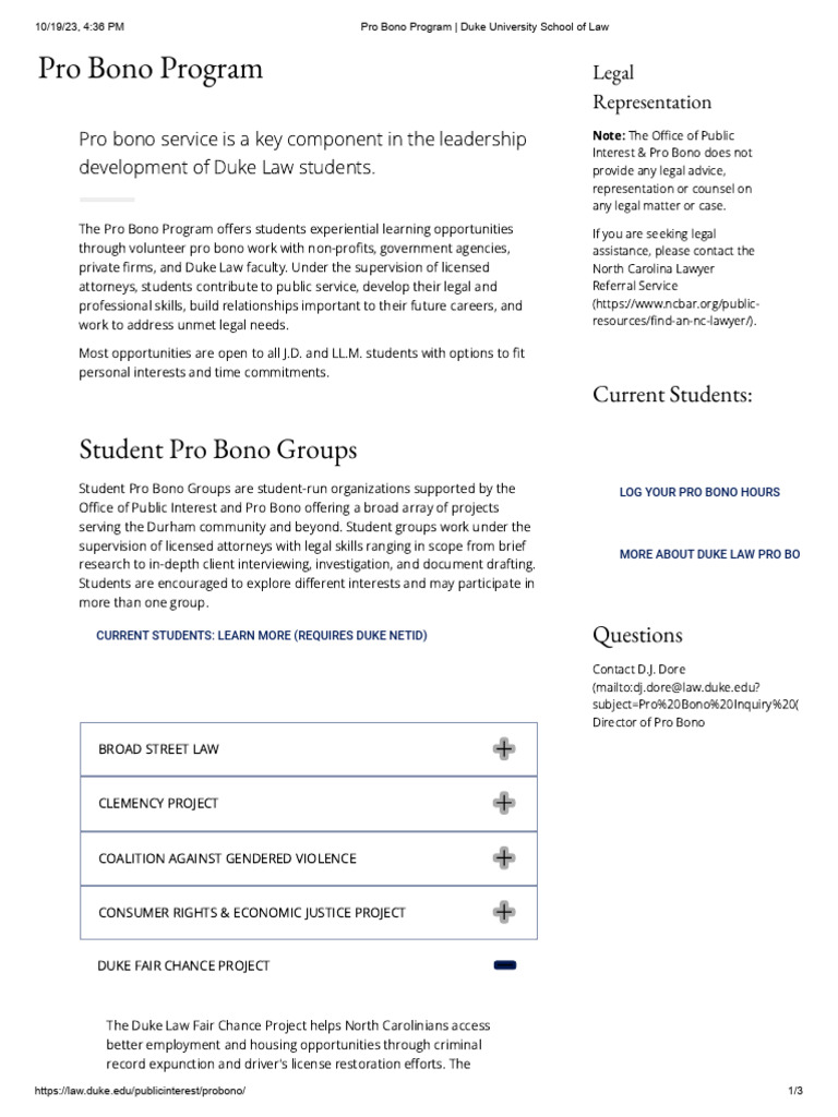 DEAR - Duke Fair Chance Pro Bono Durham Program | PDF | Lawyer | Justice