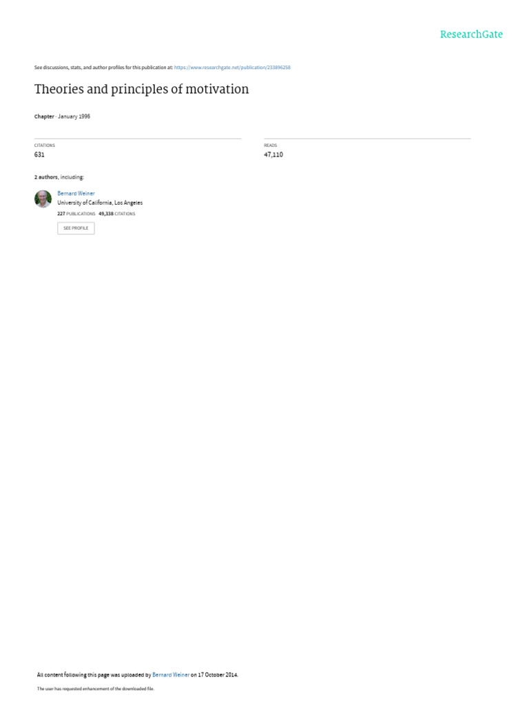 Theories And Principles Of Motivation Pdf