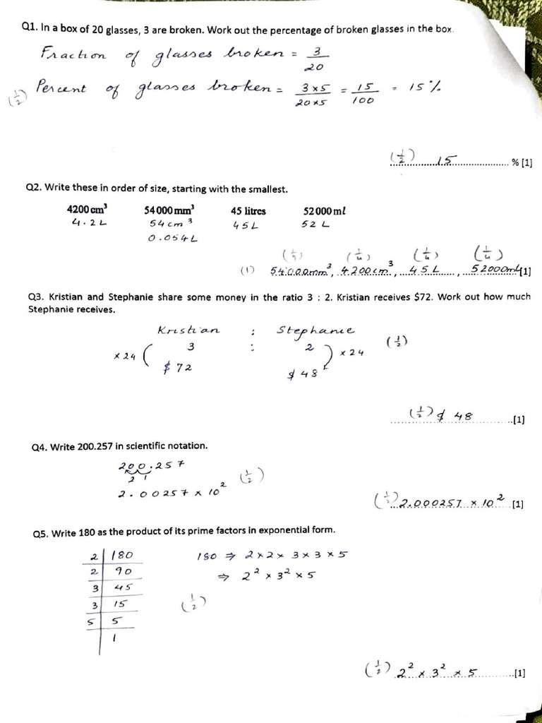 Answer Key of Maths CP Paper Term 2 | PDF