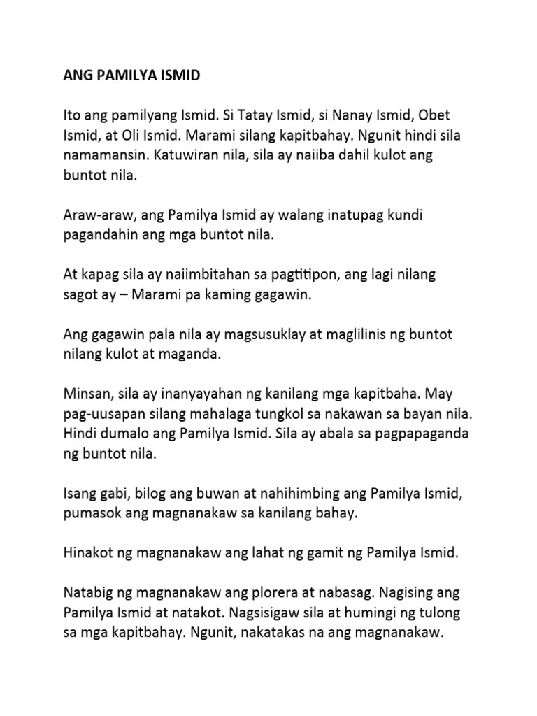 Filipino - Pamilya Ismid | PDF