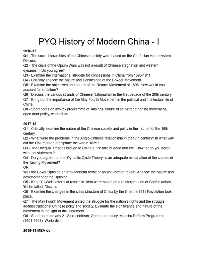 Pyq history of modern china i pdf