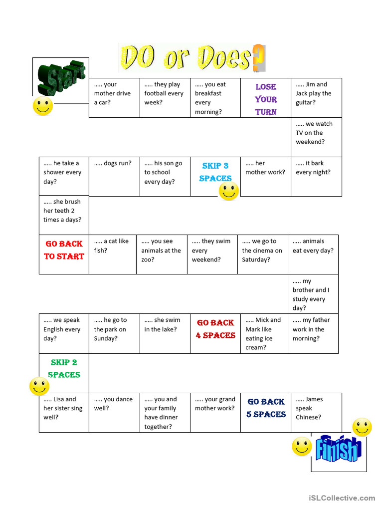 Do/Does Question Board Game | PDF