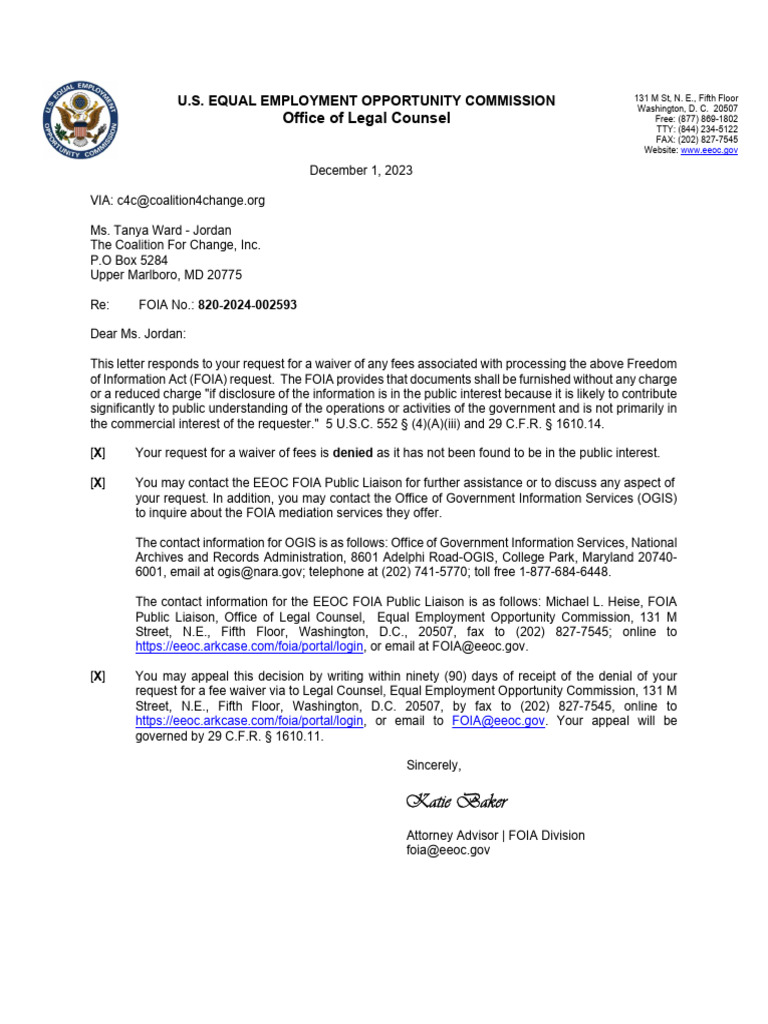 Eeoc Foia Determination Letter PDF