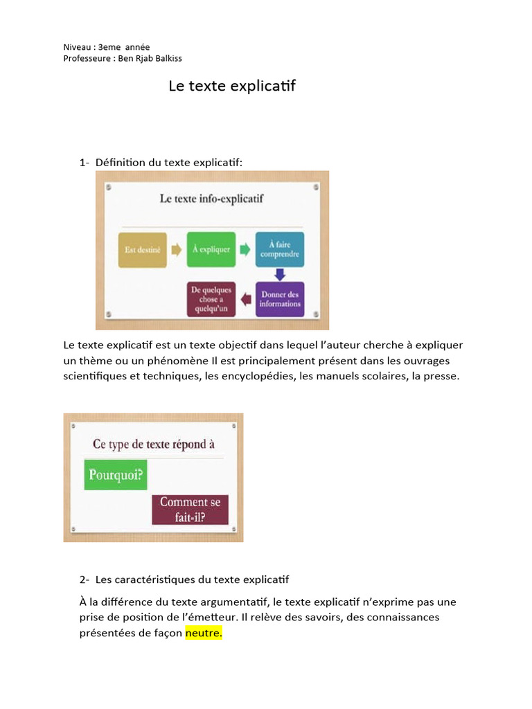 Le Texte Explicatif | PDF