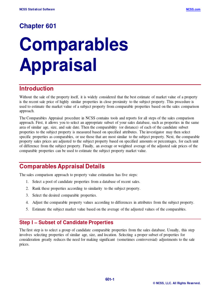 Appraisal Comparables