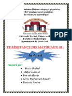 La Dureté: TP Résistance Des Matériaux 01