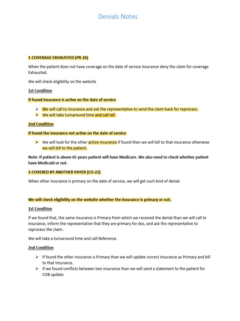 Denials Notes | PDF
