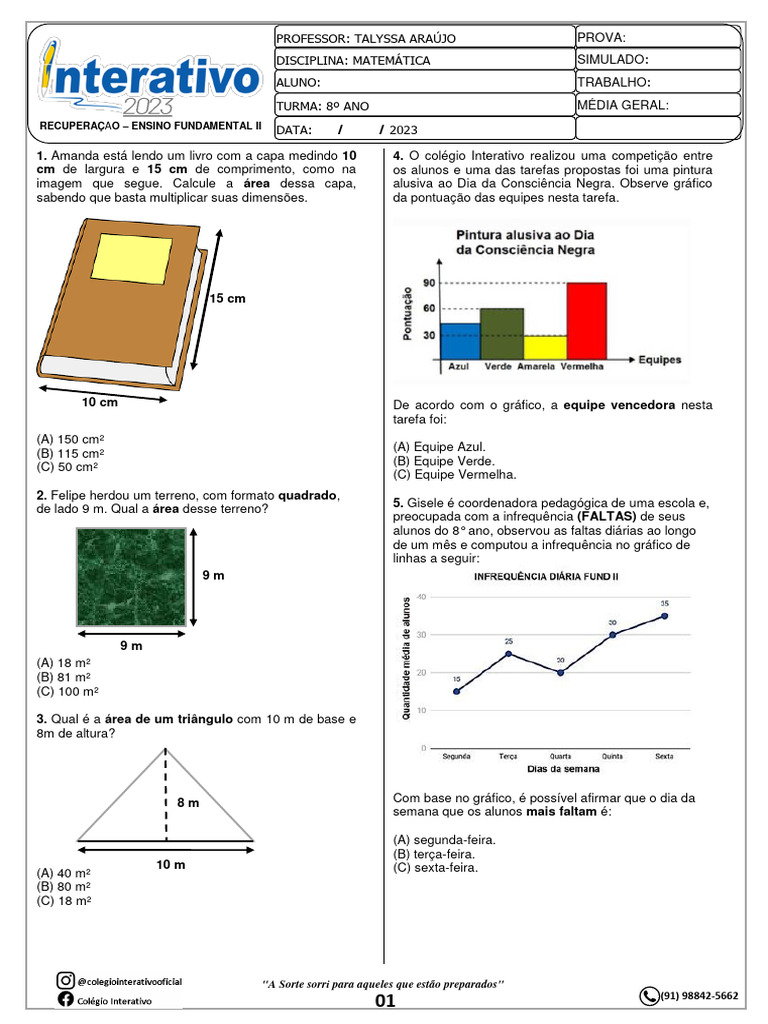 Prova Adaptada 8º Ano | PDF
