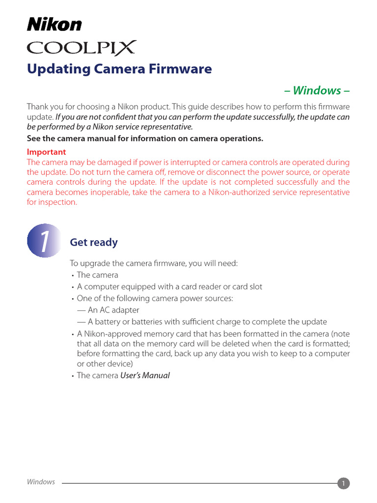 Nikon Camera Firmware Update Guide | PDF