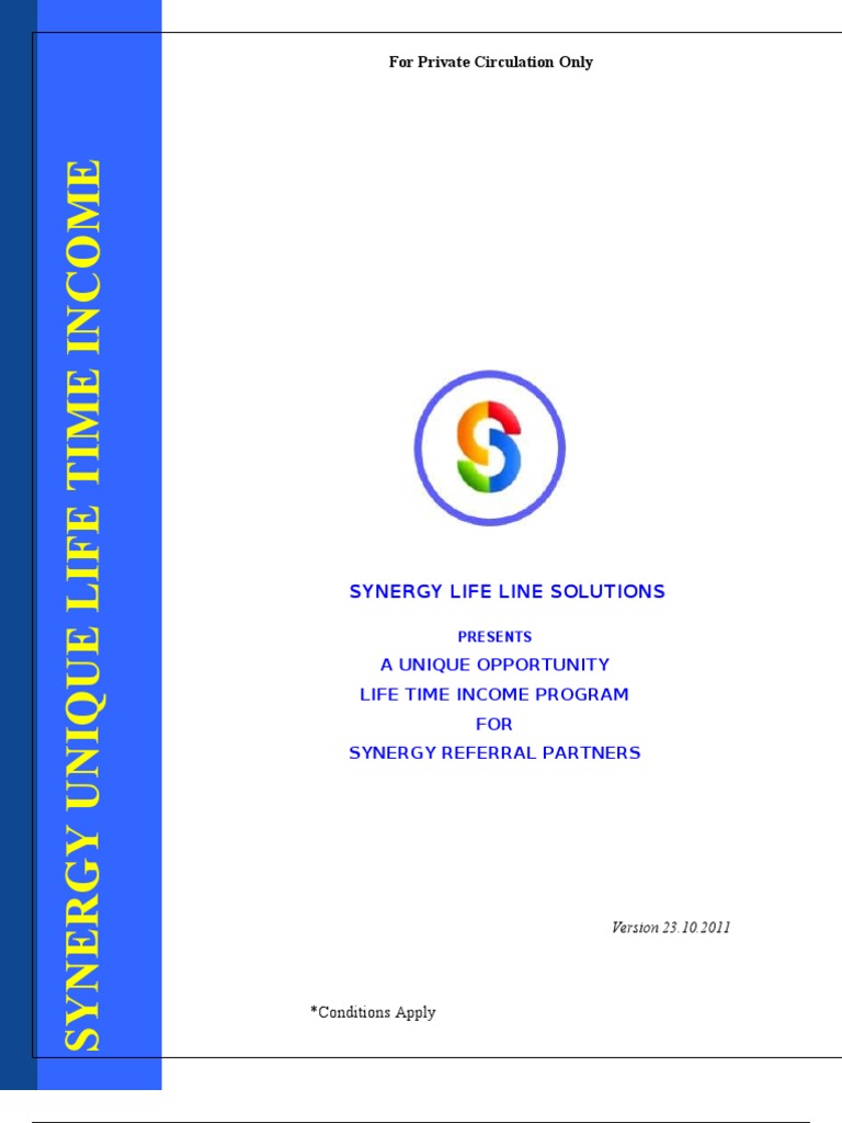 Synergy Life Time Loyalty Payout Program For Referral Partners | PDF ...