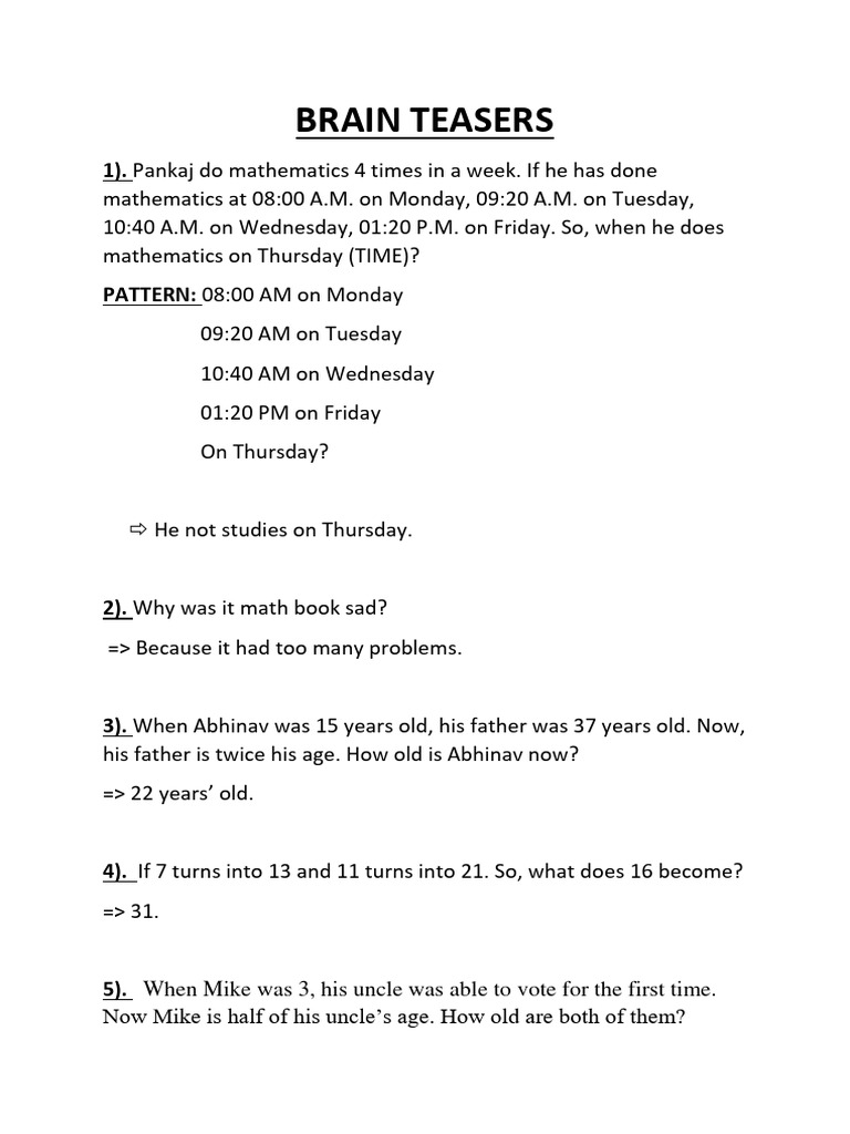 Brain Teasers PDF
