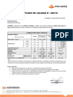 Certificado de Calidad N°. 565/18: Carabayllo, 29 de Setiembre Del 2018