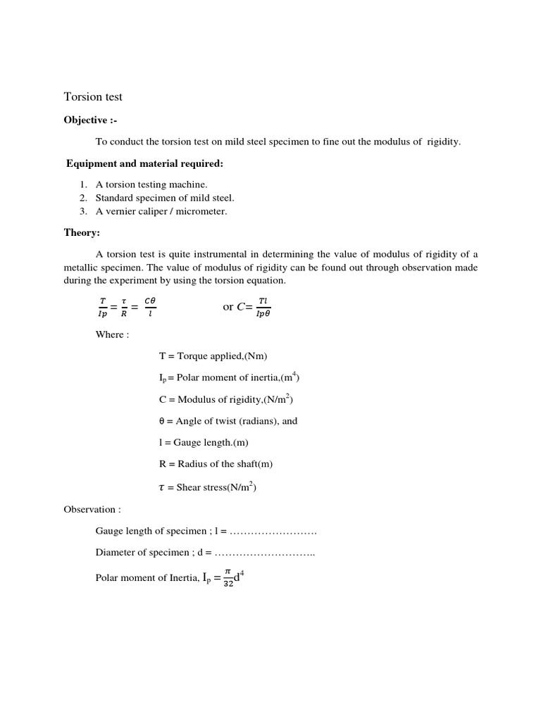 Strength of Material Lab Sheet PDF Bending Beam (Structure)