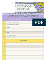 Review of System: I. Constitutional Symptoms