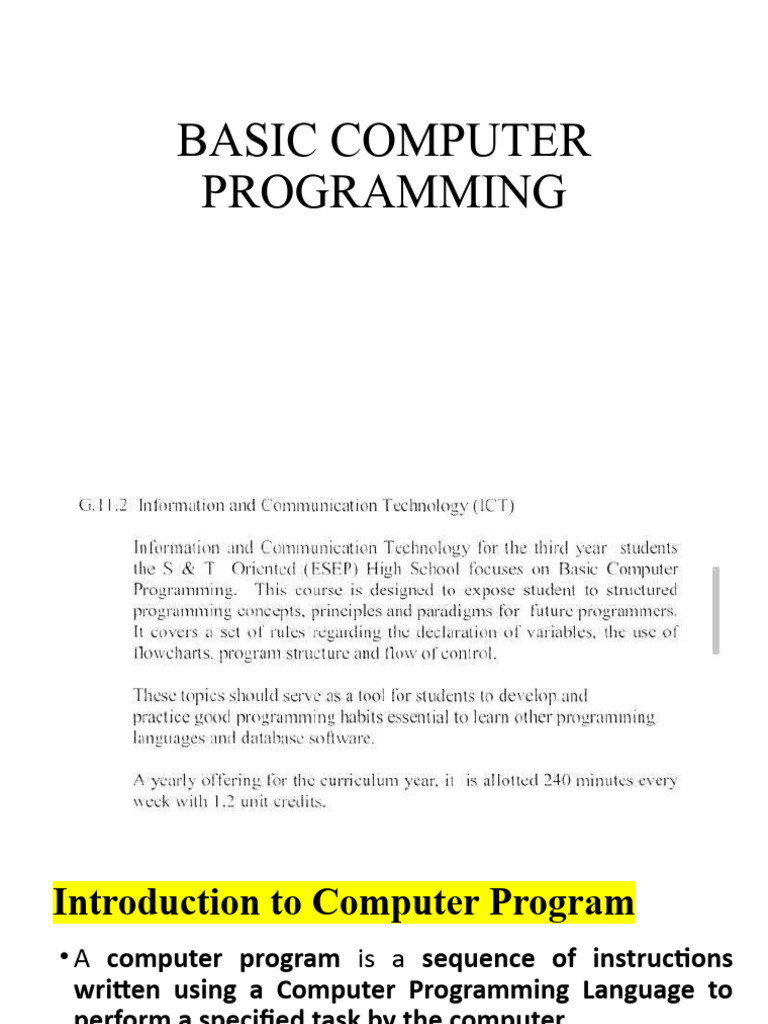 Basic Computer Programming | PDF