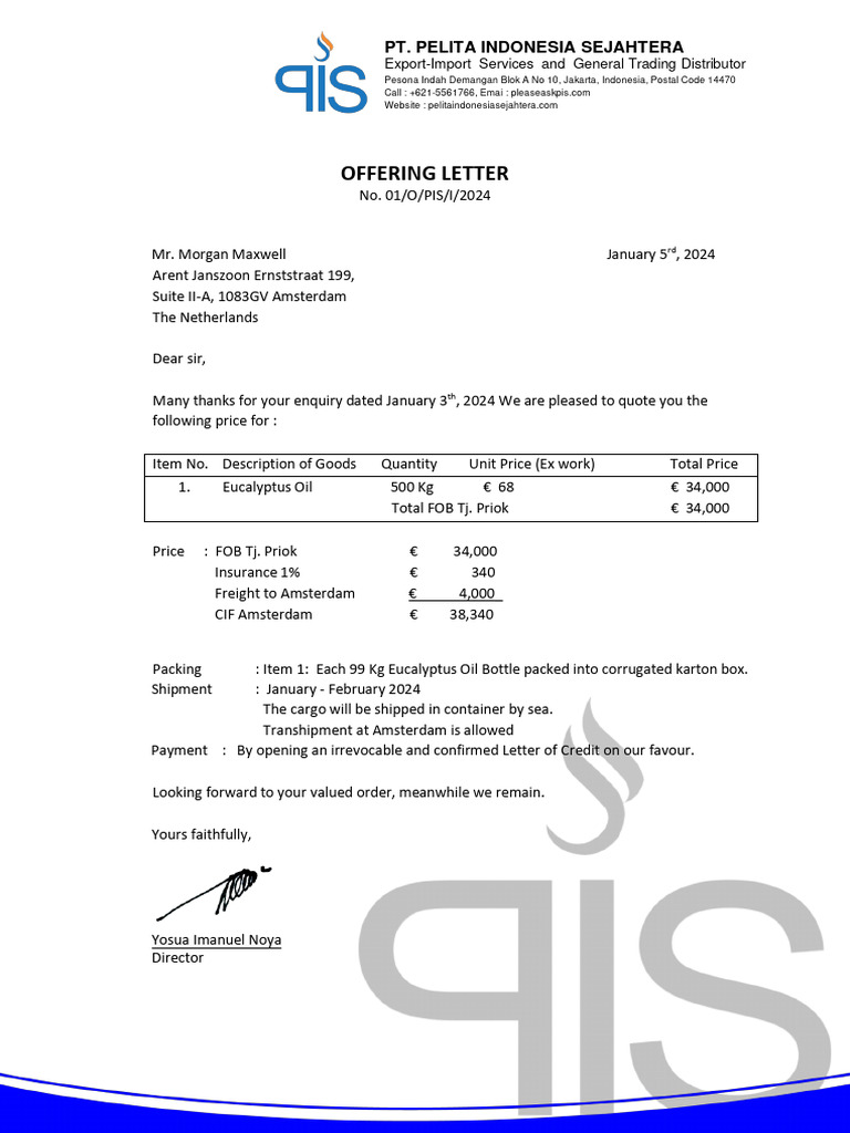 Contoh offering letter pdf