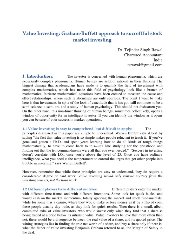 Value Investing Rawal | PDF | Value Investing | Investing