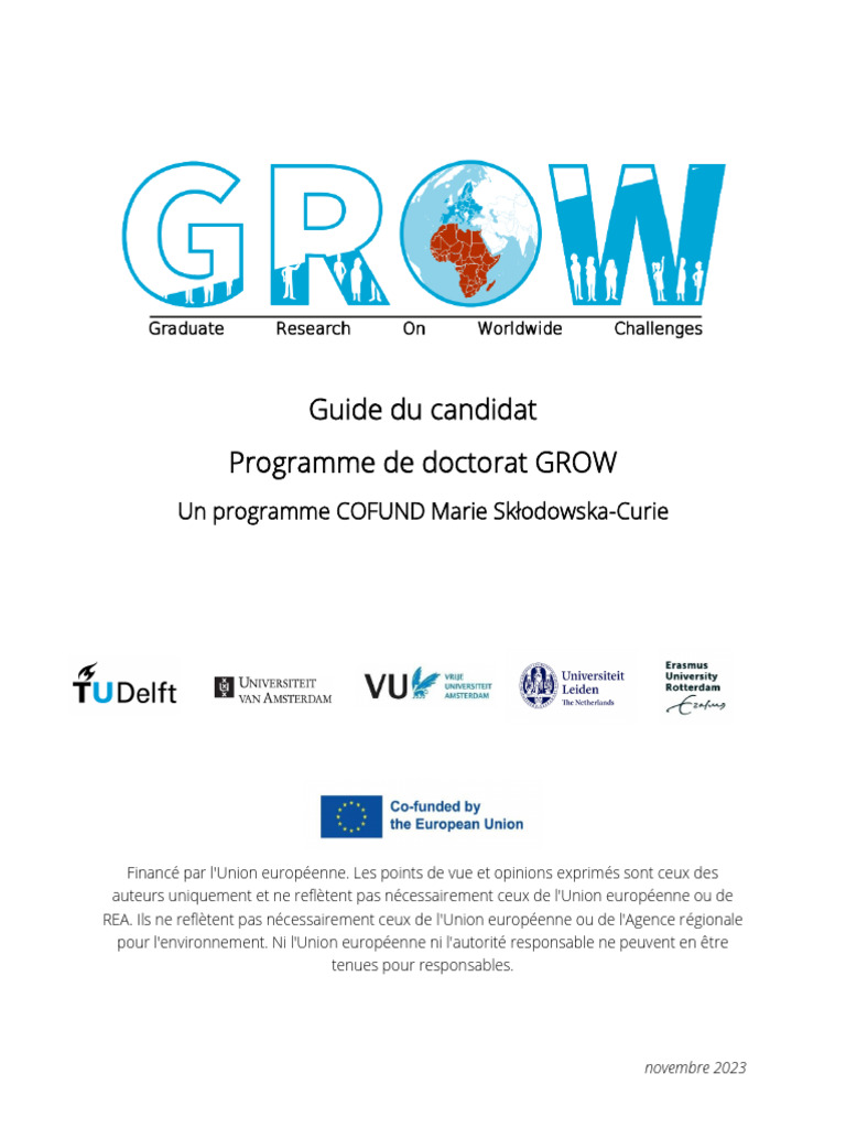 Guide du candidat au programme GROW | PDF | Doctorat | Union européenne