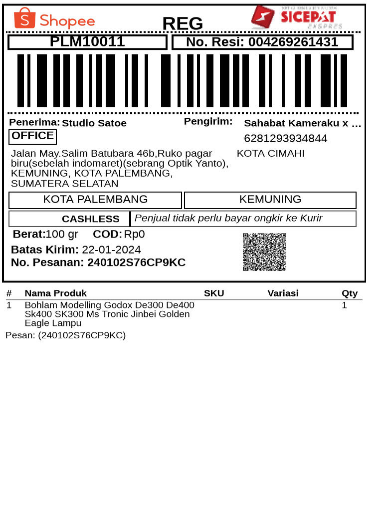 Label Pengiriman - Reguler - 4-1 | PDF