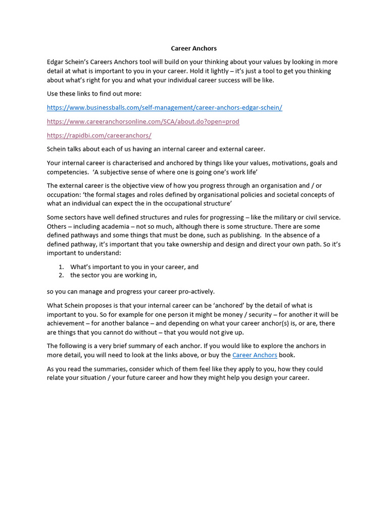 Career Anchors PDF