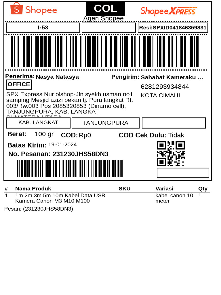 Label Pengiriman - Agen SPX Express - 3 | PDF