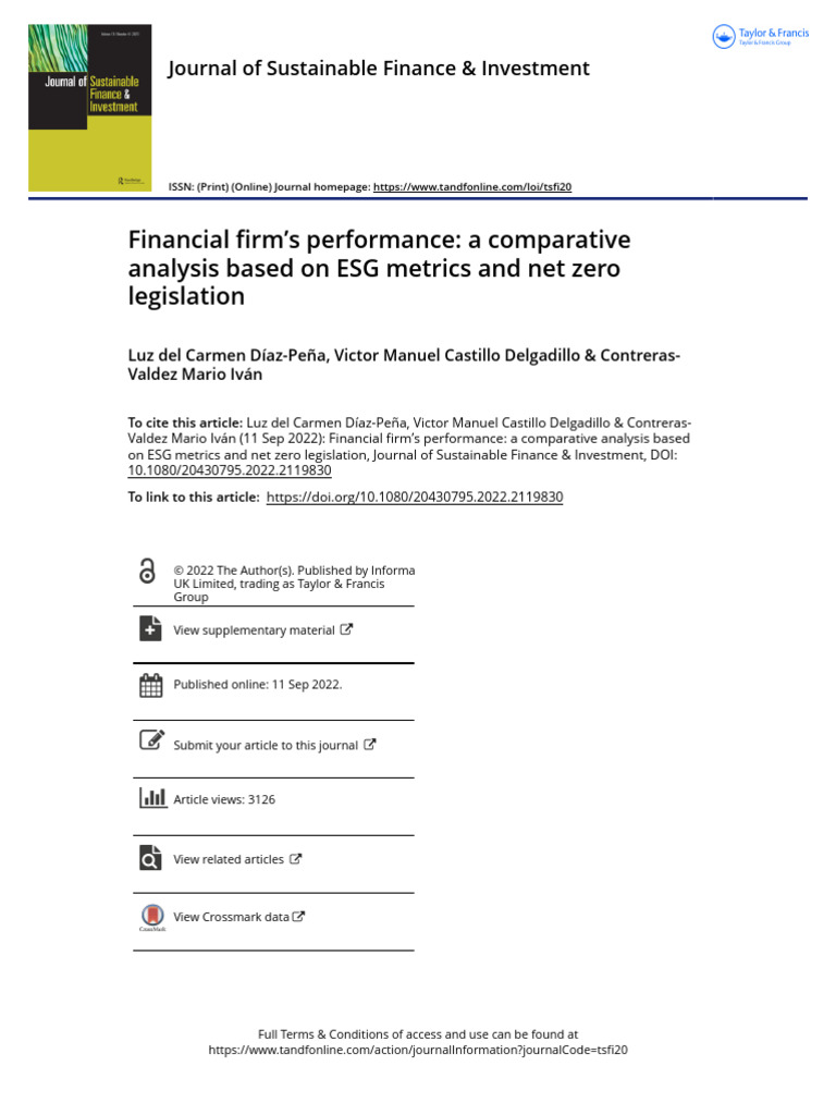 Financial Firm S Performance A Comparative Analysis Based On Esg