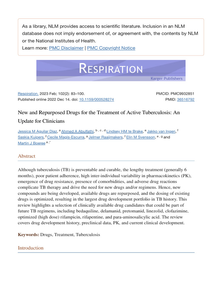 New and Repurposed Drugs For The Treatment of Active Tuberculosis - An ...