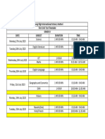 Billabong High International School, Andheri First Unit Test Timetable Grade 8