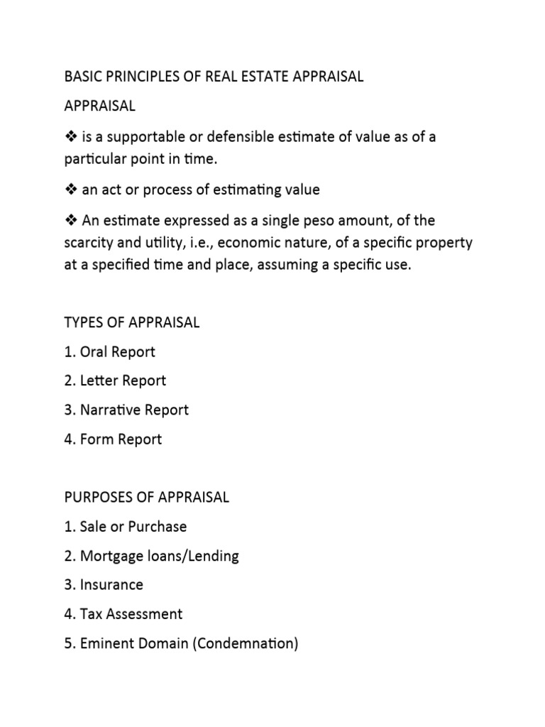 Basic Principles of Real Estate Appraisal PDF
