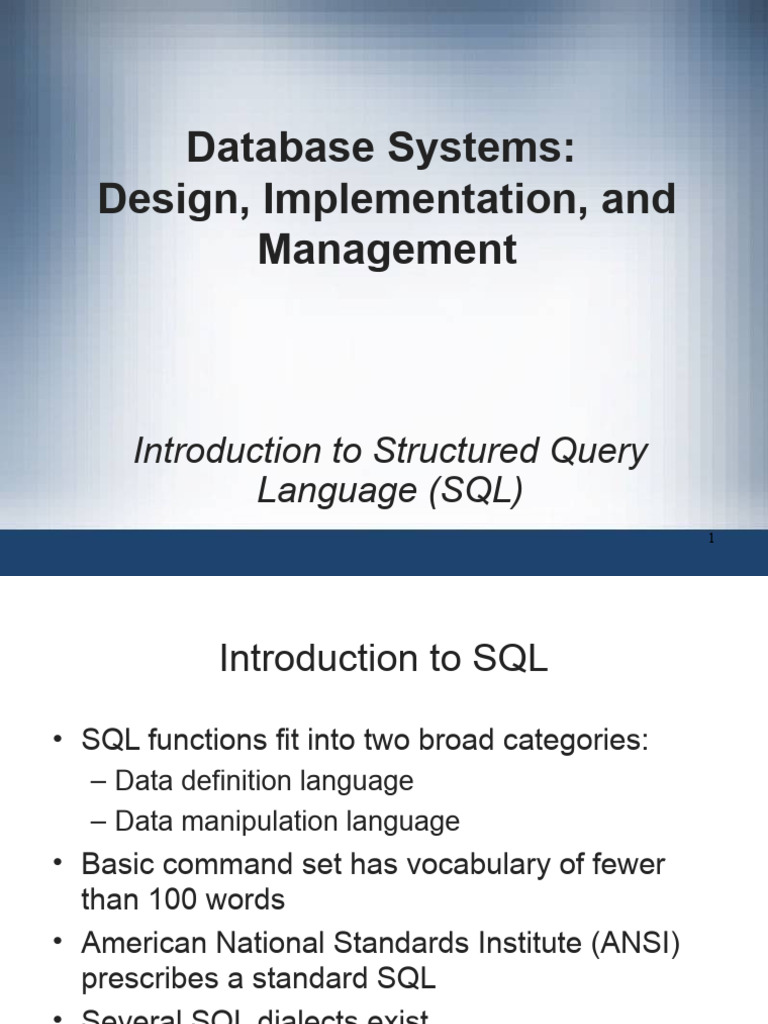 Sql Introduction Slides Examples