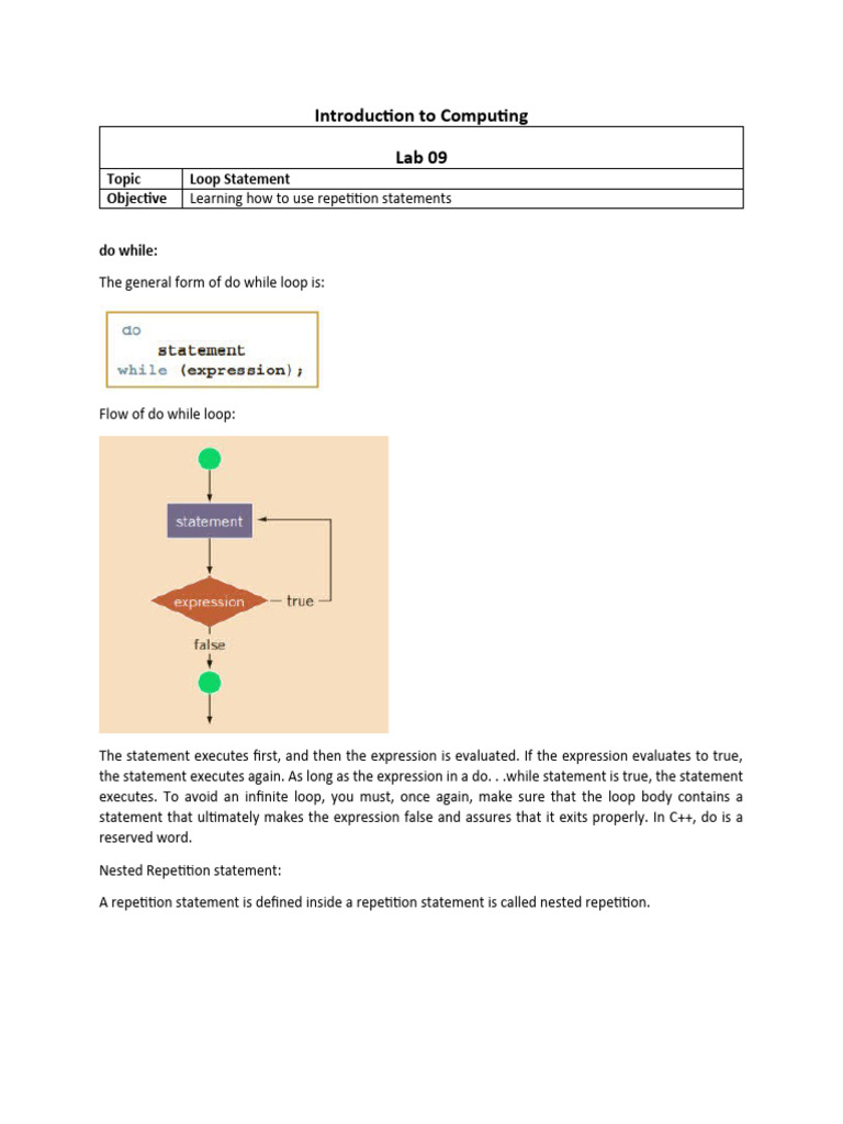 Lab 9 (Loops) | PDF | Control Flow | C++