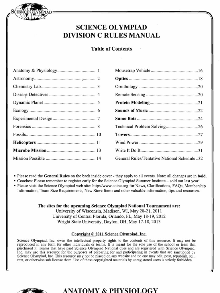 Science Olympiad 2011 Manual PDF Muscle Experiment