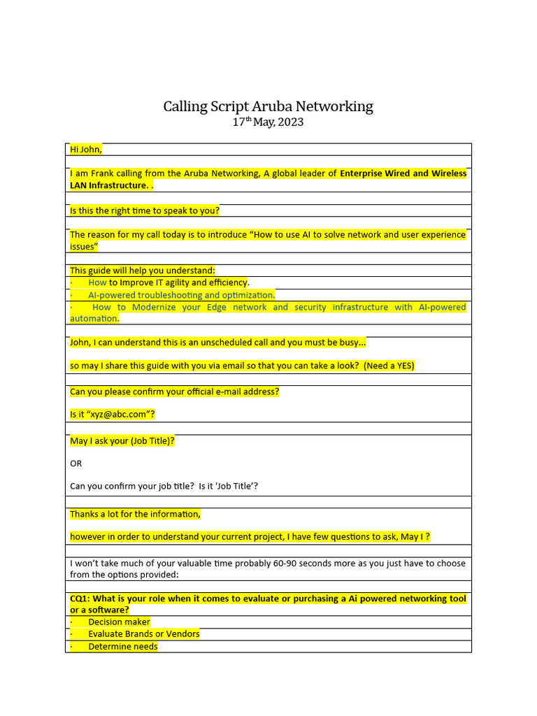 AI Networking Call Script | PDF