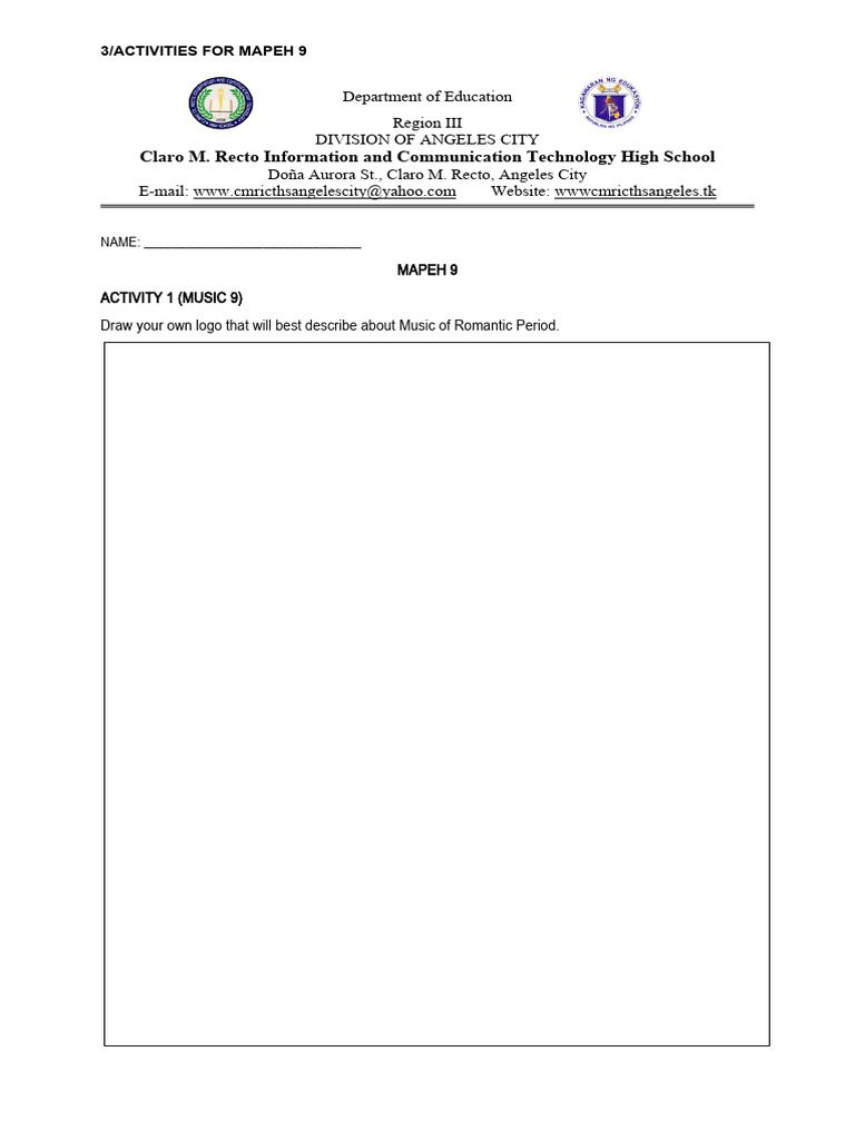 MAPEH 9 Activities Guide | PDF | Teaching Methods & Materials | Art