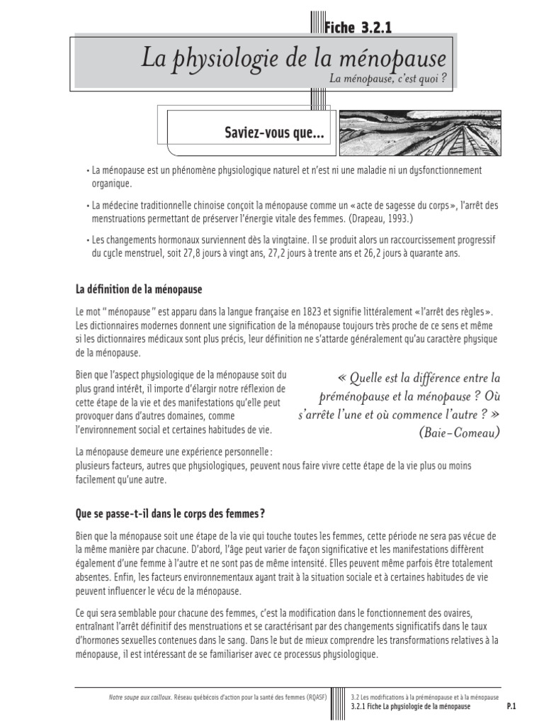 Physiologie de la Ménopause | PDF | Cycle menstruel | Progestérone