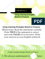 Quarter 2-Module 1: Using Listening Strategies Based On Purpose