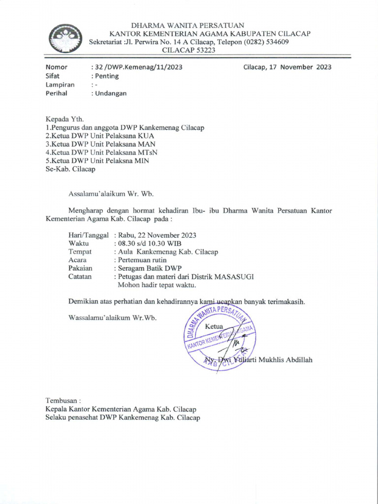 Undangan Pertemuan Rutin | PDF
