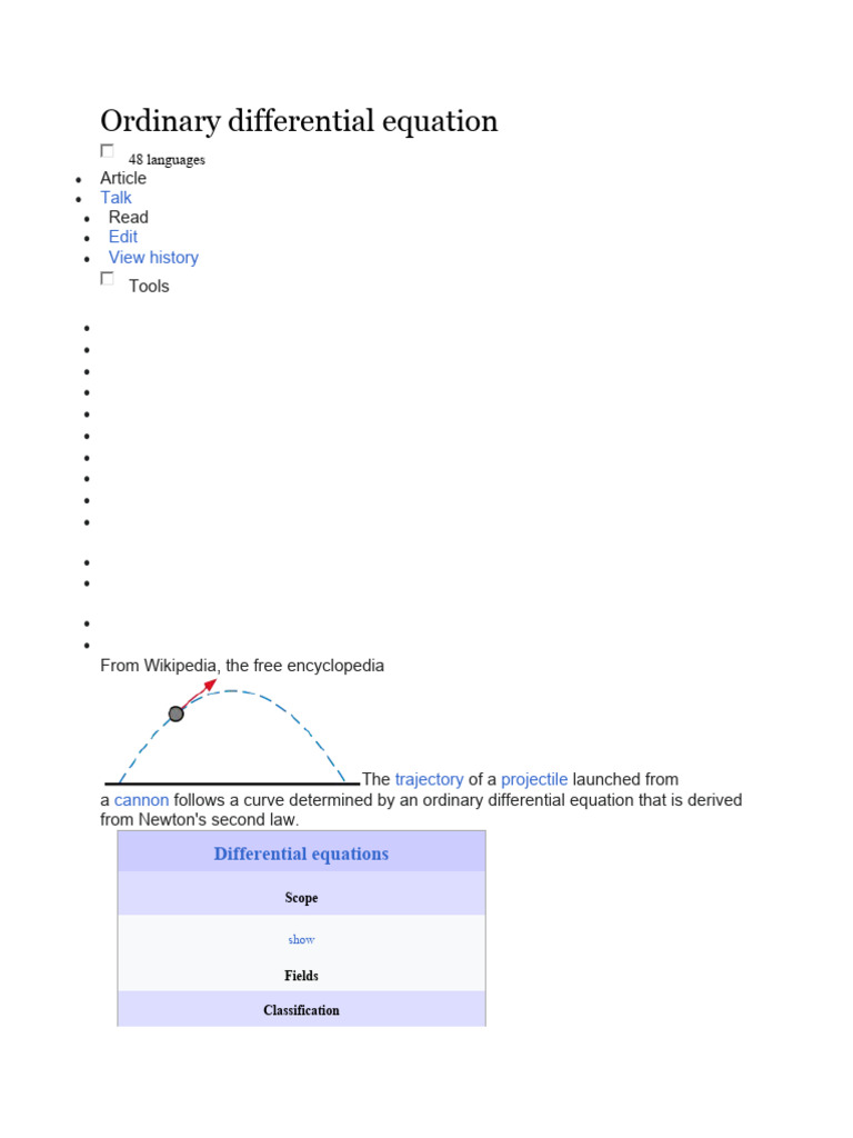 Ordinary Differential Equation | PDF