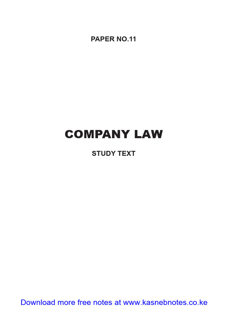 Company Law Strathmore University Notes and Revision Kit | PDF