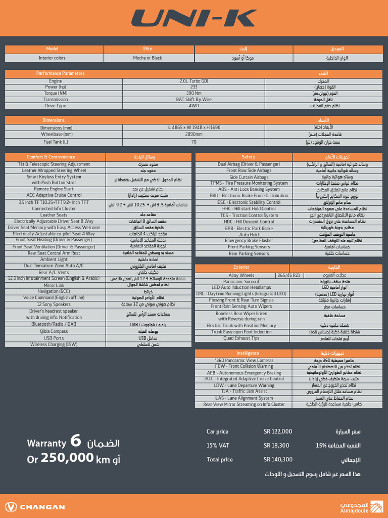 UNI-K Spec Sheet 2024 | PDF | Anti Lock Braking System | Manufactured Goods
