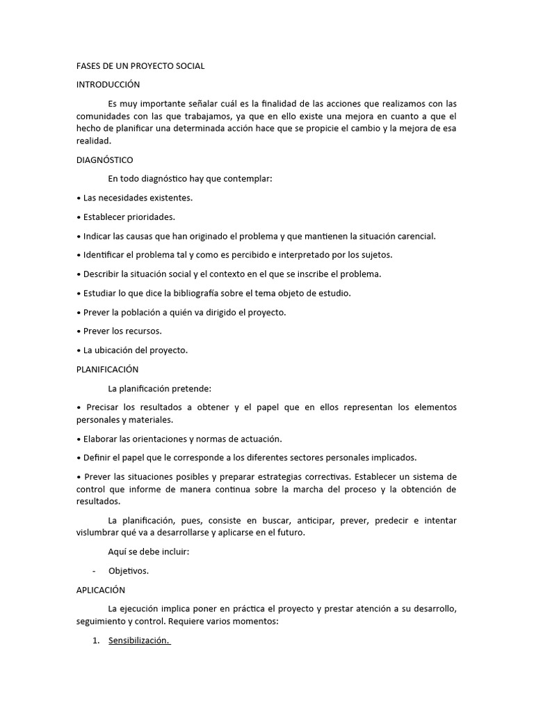 Fases de Un Proyecto Social | PDF