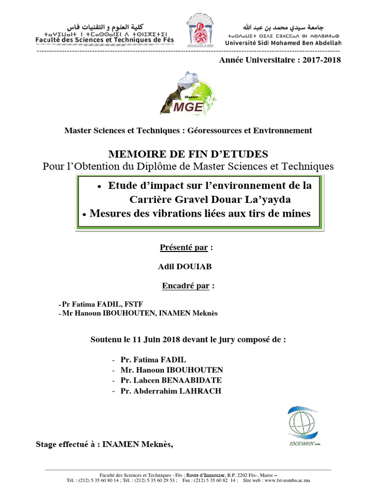 Etude D'impact Sur L'environnement de La Carrière Gravel Douar La'yayda ...