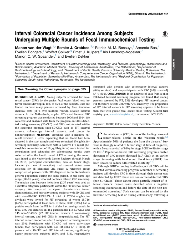 Interval Colorectal Cancer Incidence Among Subject | PDF | Colorectal ...