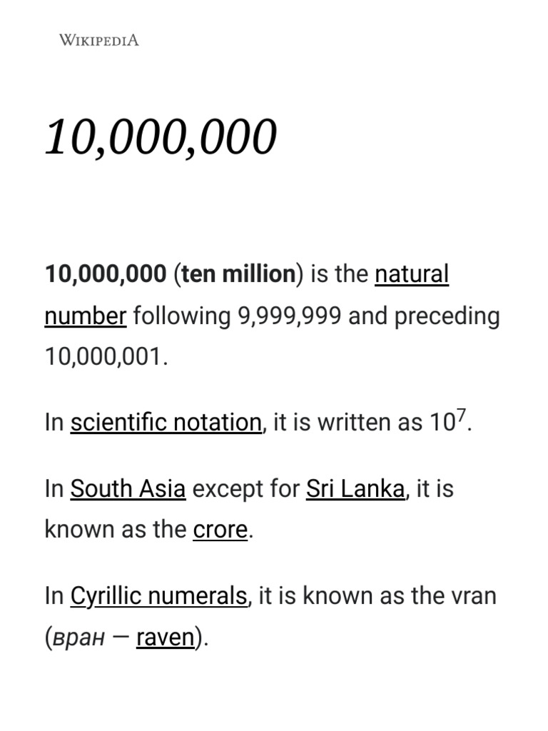 Understanding Ten Million (10,000,000) | PDF | Sequence | Mathematical ...