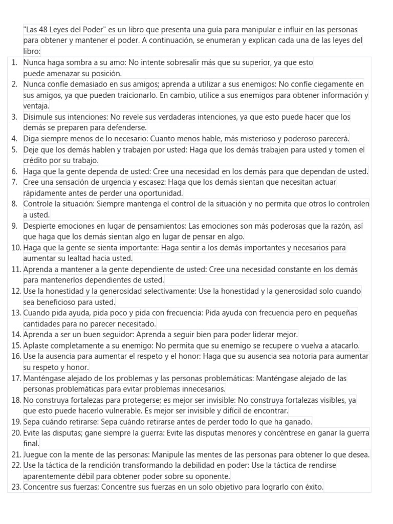 Resumen de Las 48 Leyes Del Poder - 1706745257