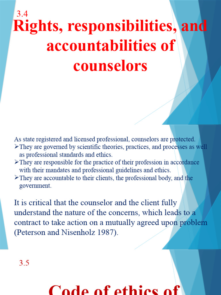 Rights, Responsibilities, and Accountabilities of Counselors | PDF