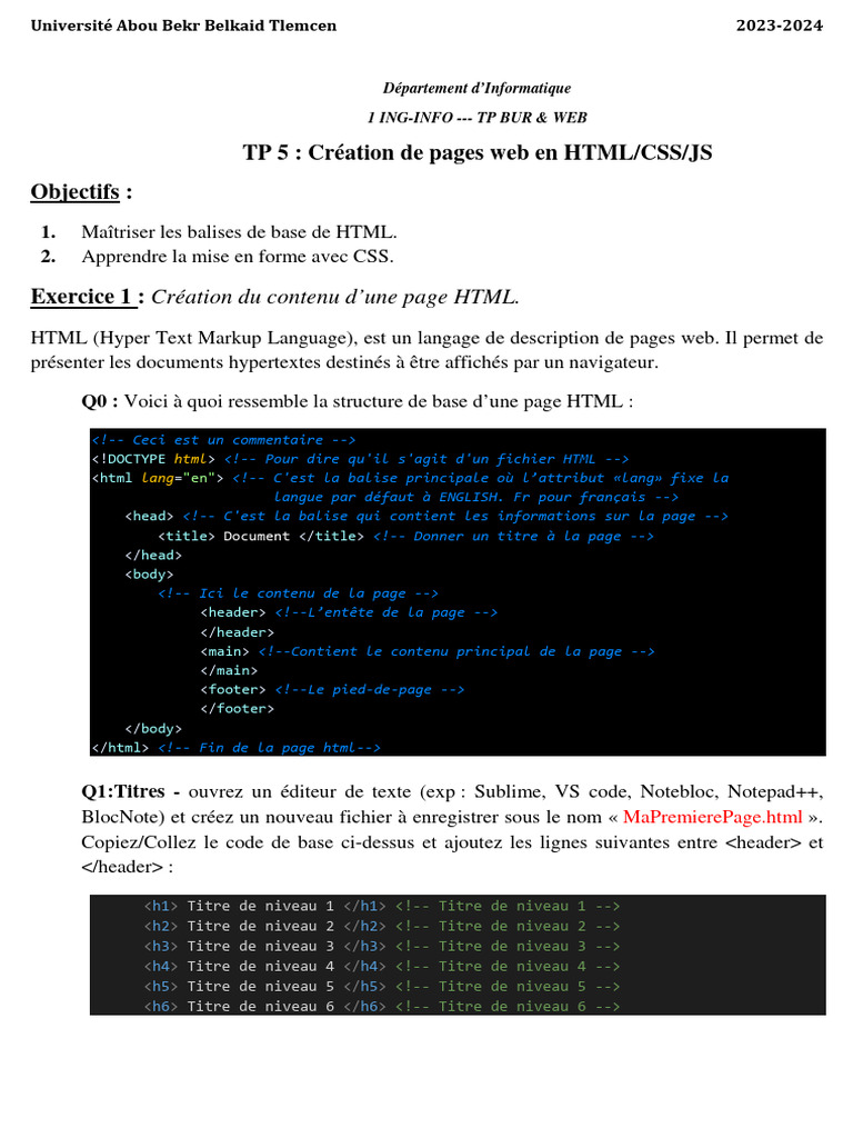 Création de pages web en HTML/CSS/JS | PDF | Ordinateurs