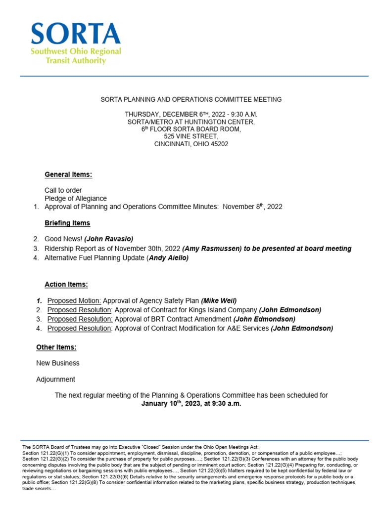 Planning and Operations Packet (12-22) | PDF