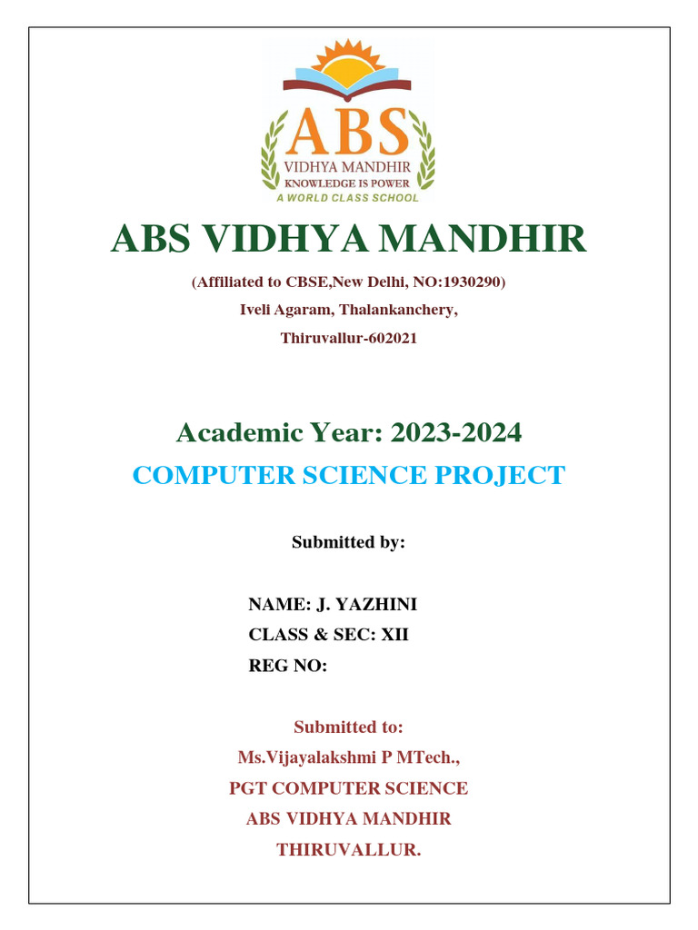 12th CS Project | PDF