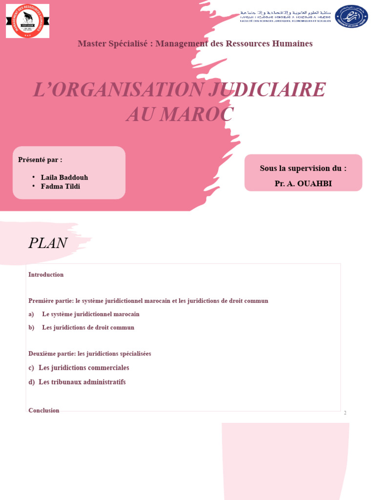 L'organisation Judiciaire Au Maroc | PDF | Compétence | Magistrat